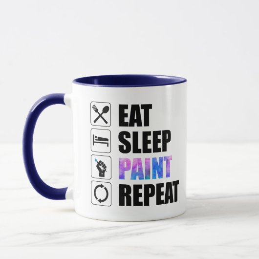 Eat Sleep Paint Wiederholung Tasse (Links)