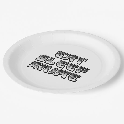 Eat Sleep Pappteller (Schrägansicht)