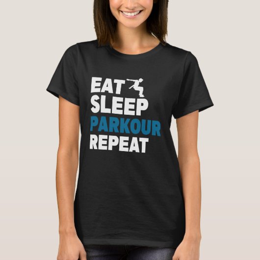 Eat Sleep Parkour Repeat Free Running Jump Trainin T-Shirt (Vorderseite)