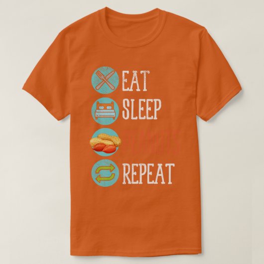 Eat Sleep Peanuts Wiederholung T-Shirt (Design vorne)