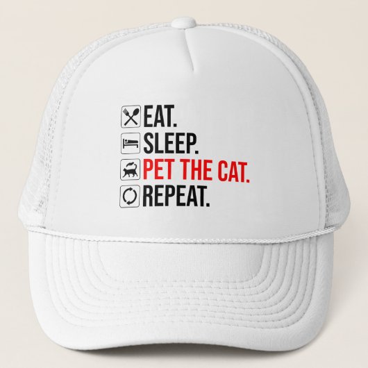 Eat. Sleep. Pet The Cat. Repeat Truckerkappe (Vorderseite)