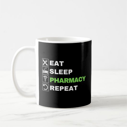 Eat Sleep Pharmacy Wiederholung Pharmakokinetik Kaffeetasse (Links)