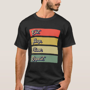 Eat Sleep Piano Wiederholung Piano Retro Vintage M T-Shirt