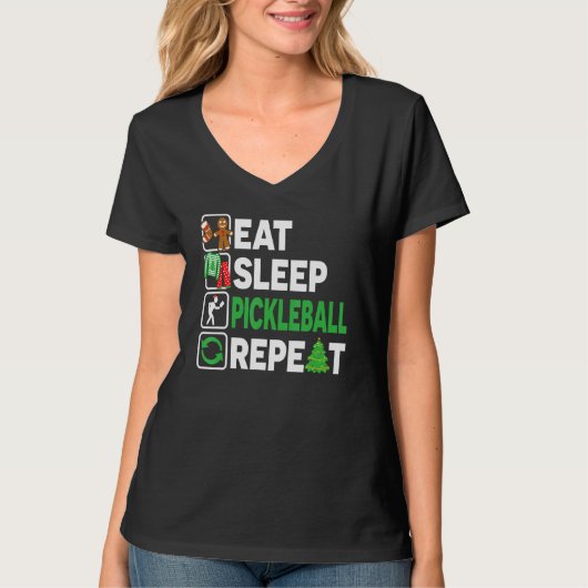 Eat Sleep Pickleball Repeat Christmas Pajama Men T-Shirt (Vorderseite)