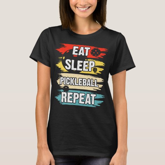 Eat Sleep Pickleball wiederholen T-Shirt (Vorderseite)