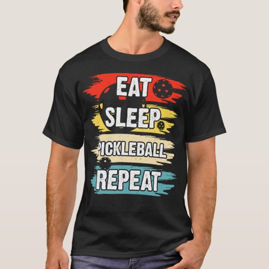 Eat Sleep Pickleball wiederholen T-Shirt (Vorderseite)