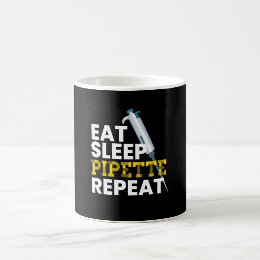 Eat Sleep Pipette Wiederholung Mikrobiologie Kaffeetasse (Mittel)