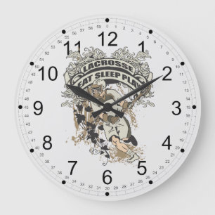 Eat, Sleep, Play Lacrosse Große Wanduhr