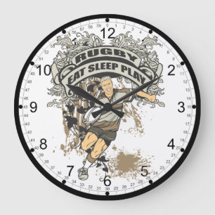 Eat, Sleep Play Rugby Große Wanduhr
