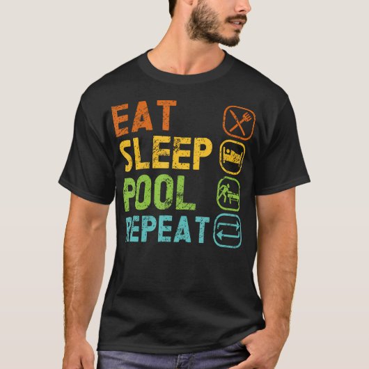 Eat Sleep Pool Repeat Balls Pool Snooker Player Bi T-Shirt (Vorderseite)
