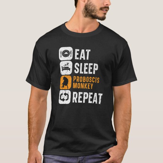 Eat Sleep Proboscis Monkey Repeat Animal Zookeeper T-Shirt (Vorderseite)