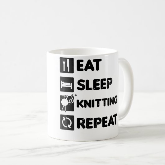 Eat Sleep Repeat Design Knitting Grandma Kaffeetasse (VorderseiteRechts)