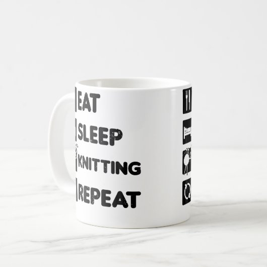 Eat Sleep Repeat Design Knitting Grandma Kaffeetasse (Vorderseite Links)