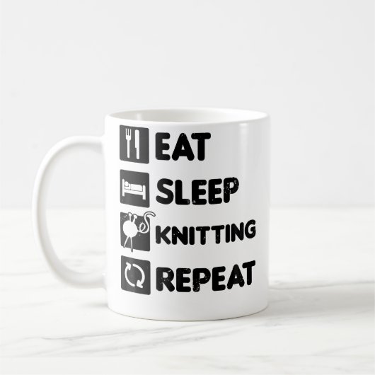 Eat Sleep Repeat Design Knitting Grandma Kaffeetasse (Links)