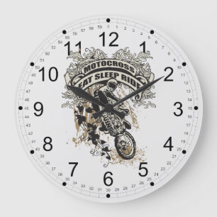 Eat, Sleep, Ride Motocross Große Wanduhr