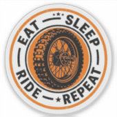 Eat Sleep Ride Repeat Aufkleber — Motorrad Rad Auf (Vorderseite)