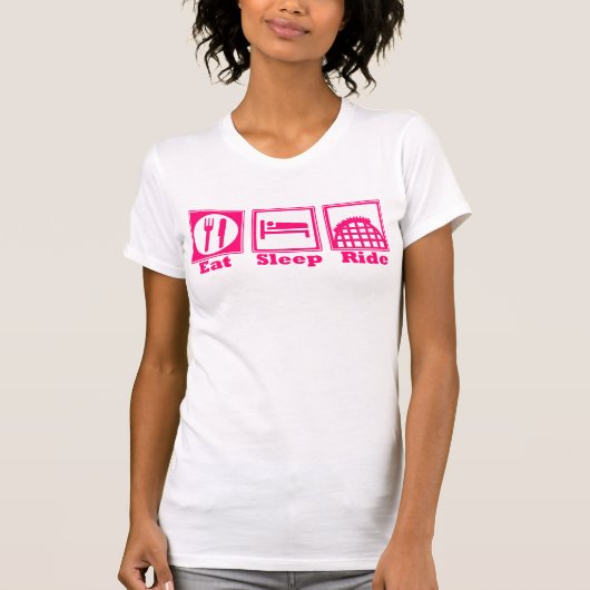 Eat, Sleep, & Ride (Roller Untersetzer) - rosa Tan T-Shirt (Vorderseite)