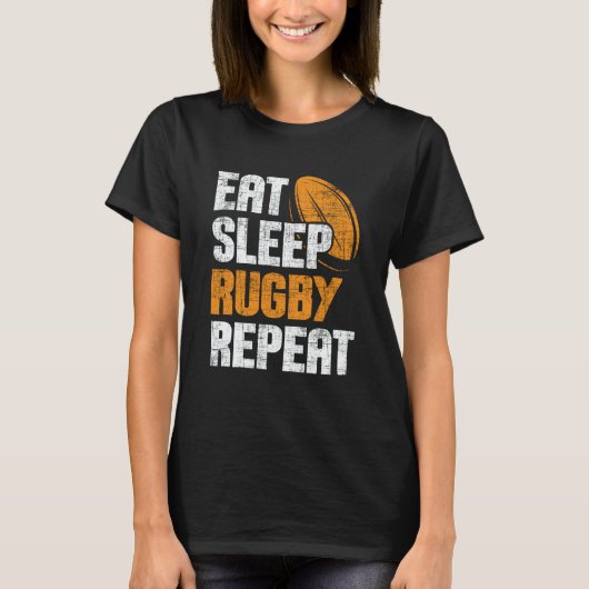 Eat Sleep Rugby Repeat Rugby Player Coach Sports T-Shirt (Vorderseite)