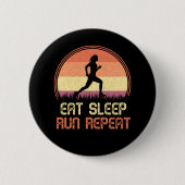 Eat Sleep Run Wiederholung Retro Athlete Marathon Button (Vorderseite)