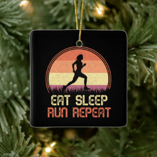 Eat Sleep Run Wiederholung Retro Athlete Marathon Keramikornament