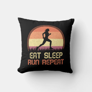 Eat Sleep Run Wiederholung Retro Athlete Marathon Kissen