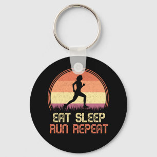 Eat Sleep Run Wiederholung Retro Athlete Marathon Schlüsselanhänger