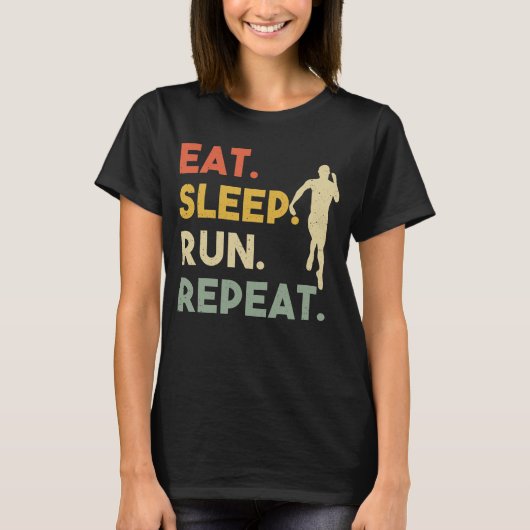 Eat Sleep Run Wiederholung Retro Runner Training A T-Shirt (Vorderseite)