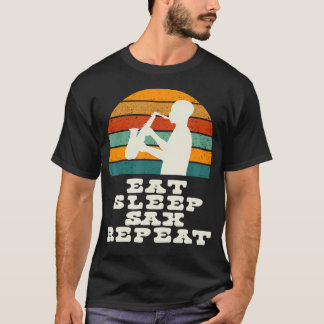 Eat Sleep Sax Repeat Vintage Sunset And Saxophone  T-Shirt