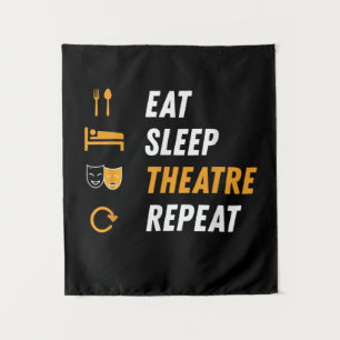 Eat Sleep Schauspielerin Wiederholung - Funny Musi Wandteppich