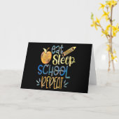 Eat Sleep School Repeat Card Karte (Gelbe Blume)