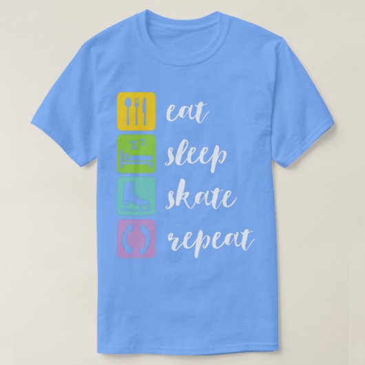 Eat Sleep Skate Wiederholen Funny Ice Skaten Abbil T-Shirt (Design vorne)