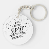 Eat Sleep Ski Repeat Acrylic Keychain Schlüsselanhänger (Rückseite)