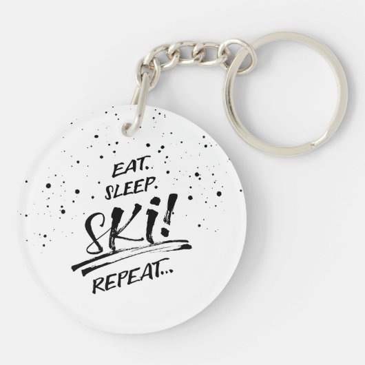 Eat Sleep Ski Repeat Acrylic Keychain Schlüsselanhänger (Rückseite)
