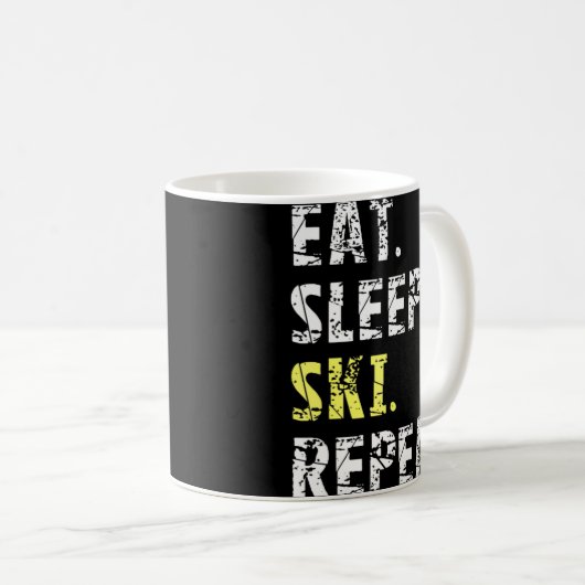 Eat Sleep Ski Repeat - Fun Ski Geschenk Kaffeetasse (VorderseiteRechts)