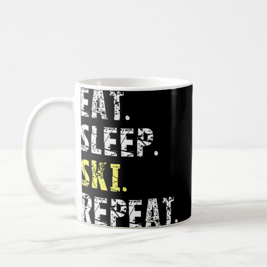 Eat Sleep Ski Repeat - Fun Ski Geschenk Kaffeetasse (Links)