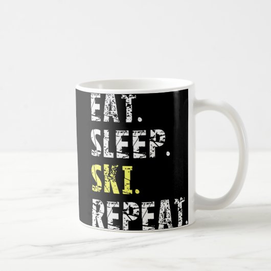 Eat Sleep Ski Repeat - Fun Ski Geschenk Kaffeetasse (Rechts)