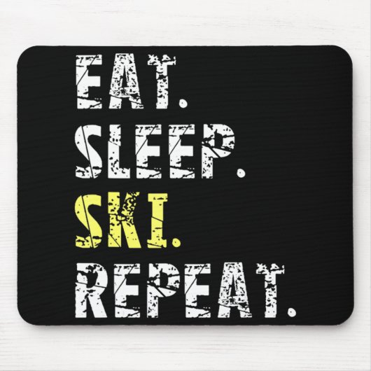 Eat Sleep Ski Repeat - Fun Ski Geschenk Mousepad (Vorne)