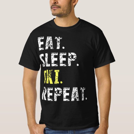 Eat Sleep Ski Repeat - Fun Ski Geschenk T-Shirt (Vorderseite)
