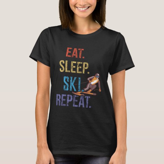 Eat Sleep Ski Repeat Ski T-Shirt (Vorderseite)