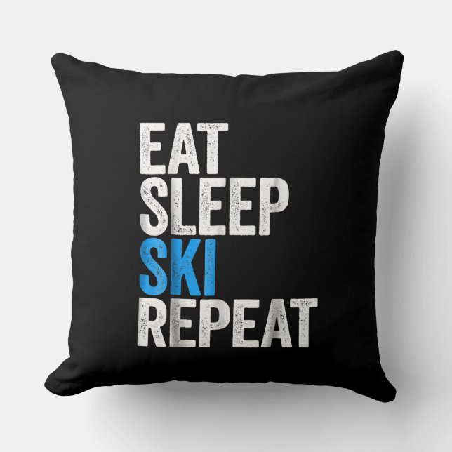 Eat Sleep Ski Repeat Skipass Kissen (Vorderseite)