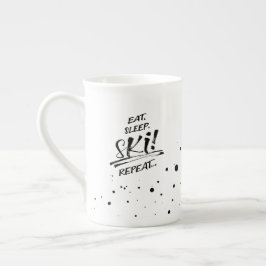 Eat Sleep Ski Repeat - Spezial-Tasse Porzellantasse