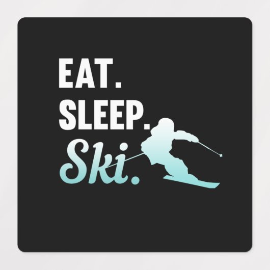Eat Sleep Ski Skiing Skier Snowboard Winter Sports Etiketten (Design 1)