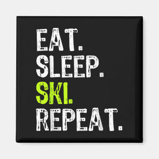 Eat Sleep Ski Wiederholung Skifahren Skier Lover F Magnet