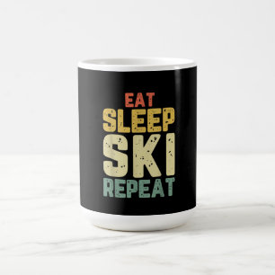 Eat Sleep Ski Wiederholung Skifahren Skifahrer Fun Kaffeetasse