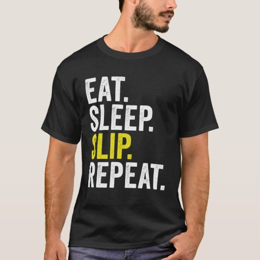 Eat Sleep Slip Repeat Cricket T-Shirt (Vorderseite)