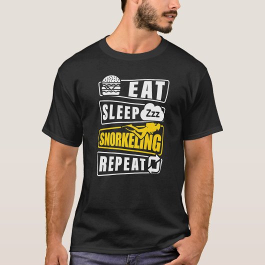 Eat Sleep Snorkel Repeat Scuba Diver Diving Snorke T-Shirt (Vorderseite)
