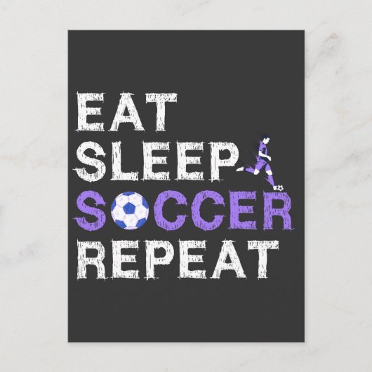 Eat+Sleep+soccer+Repeat Postkarte (Vorderseite)