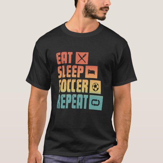 Eat Sleep Soccer Repeat  Retro Soccer Player Coach T-Shirt (Vorderseite)