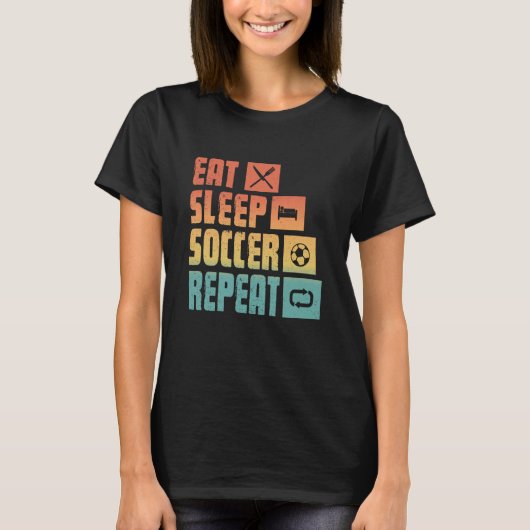 Eat Sleep Soccer Repeat Retro Soccer Player Coach T-Shirt (Vorderseite)