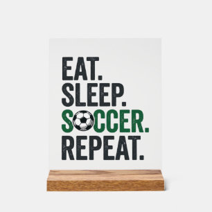 Eat Sleep Soccer Repeat Vintage T-Shirt Design_1 Acrylschild